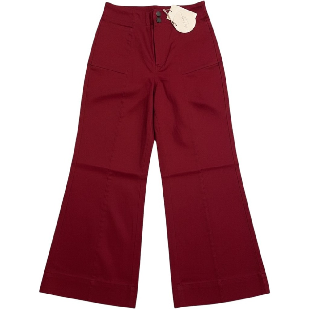 Hippie 70s inspired Burgundy Wide Leg High Waist Pants Trousers Size S NWT